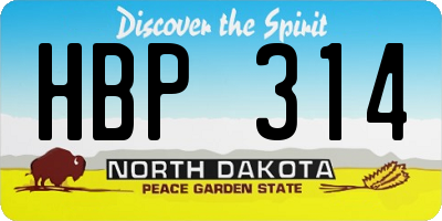 ND license plate HBP314