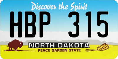 ND license plate HBP315