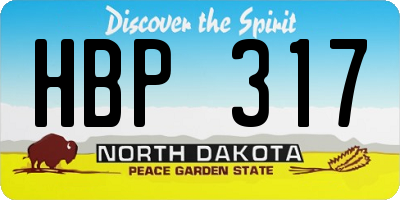 ND license plate HBP317