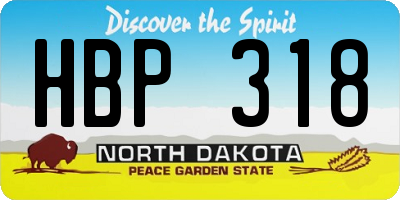 ND license plate HBP318
