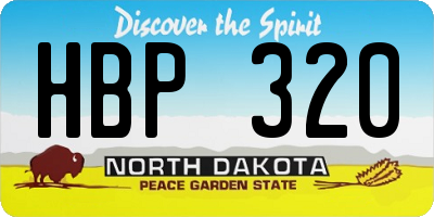 ND license plate HBP320