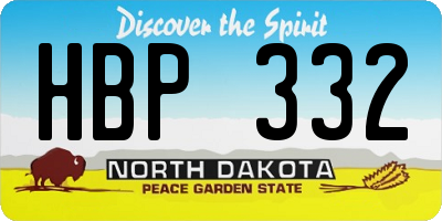 ND license plate HBP332