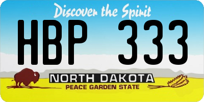 ND license plate HBP333