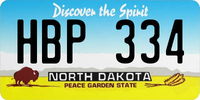 ND license plate HBP334