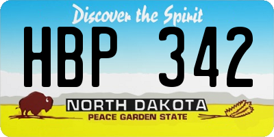 ND license plate HBP342