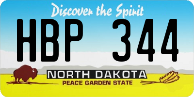ND license plate HBP344