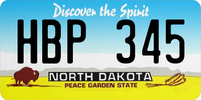 ND license plate HBP345