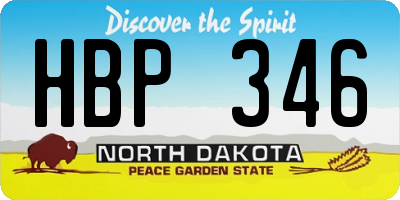 ND license plate HBP346