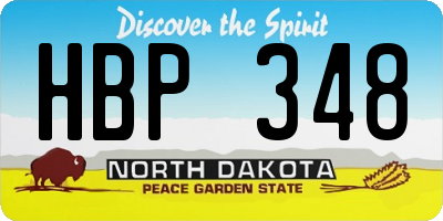 ND license plate HBP348