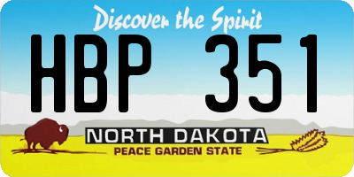 ND license plate HBP351