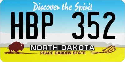 ND license plate HBP352