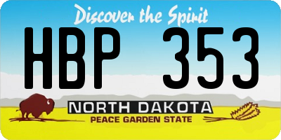 ND license plate HBP353