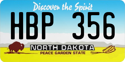 ND license plate HBP356