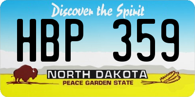 ND license plate HBP359