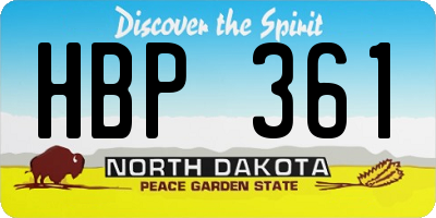 ND license plate HBP361