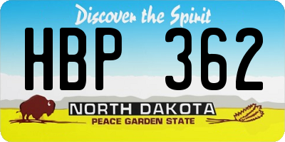 ND license plate HBP362