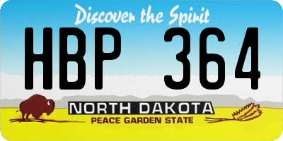 ND license plate HBP364