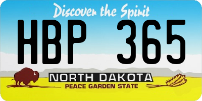 ND license plate HBP365
