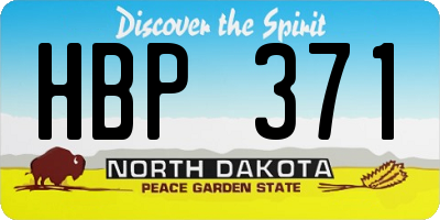 ND license plate HBP371
