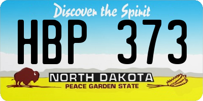 ND license plate HBP373