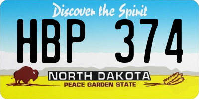 ND license plate HBP374
