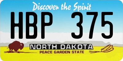 ND license plate HBP375