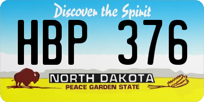ND license plate HBP376