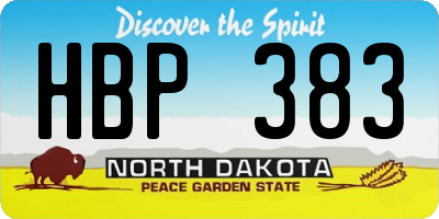 ND license plate HBP383