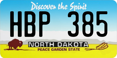 ND license plate HBP385