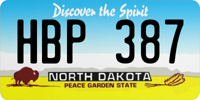 ND license plate HBP387