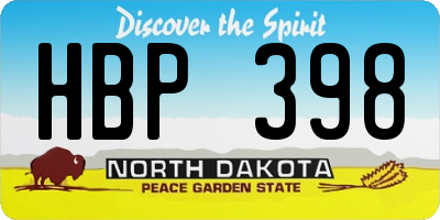 ND license plate HBP398
