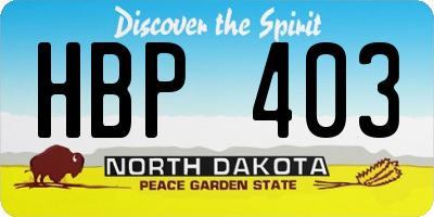 ND license plate HBP403