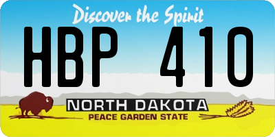 ND license plate HBP410