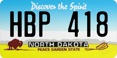 ND license plate HBP418