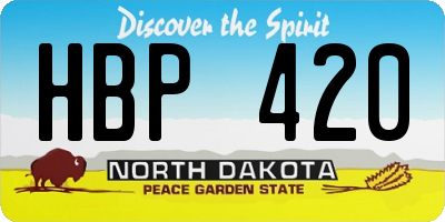 ND license plate HBP420
