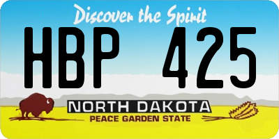 ND license plate HBP425