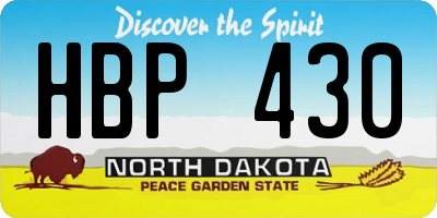 ND license plate HBP430