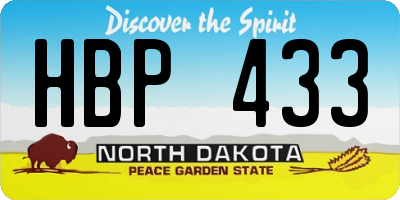 ND license plate HBP433