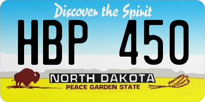 ND license plate HBP450