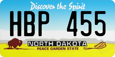 ND license plate HBP455