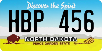 ND license plate HBP456