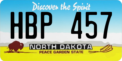 ND license plate HBP457