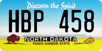 ND license plate HBP458