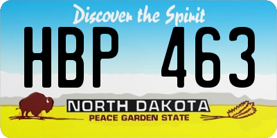 ND license plate HBP463