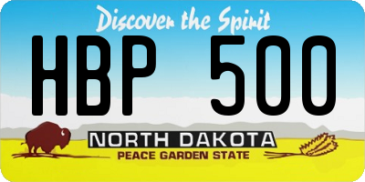 ND license plate HBP500