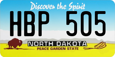 ND license plate HBP505