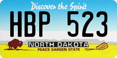 ND license plate HBP523