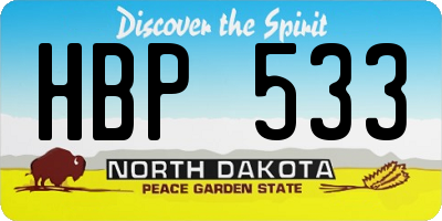 ND license plate HBP533