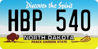 ND license plate HBP540