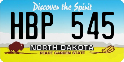 ND license plate HBP545